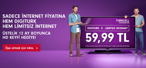 Digiturk HDve Limitsiz internet 59,99 TL